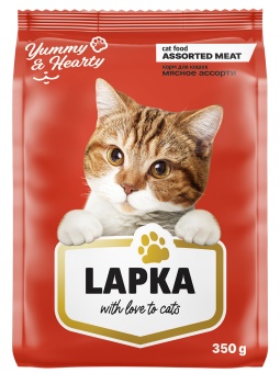 Сухой корм для кошек Lapka, мясное ассорти, 350г